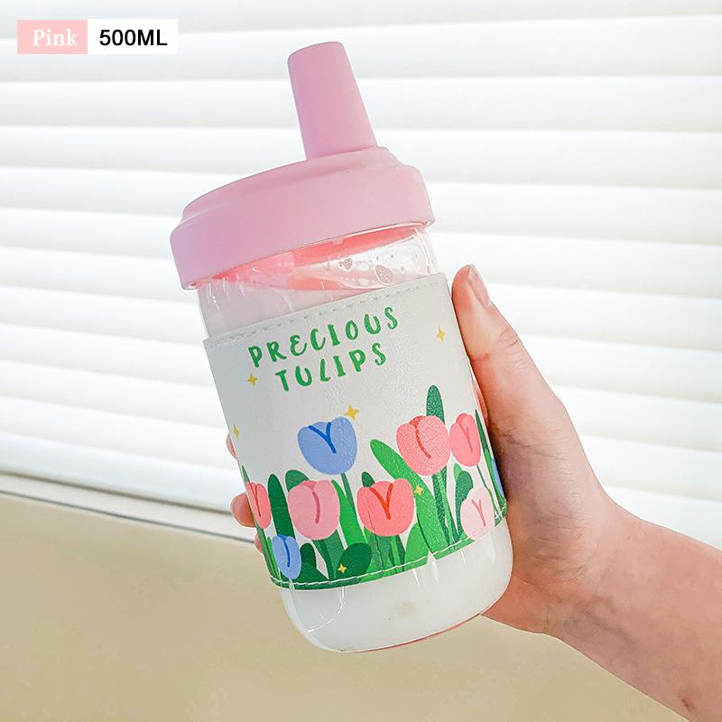 

500 мл/850 мл стеклянная чашка с крышкой и соломинкой, прозрачная стеклянная бутылка для воды, пузырьковая чашка для чая, чашка для молока, сока, воды, бутылка для питья 500ml-850ml