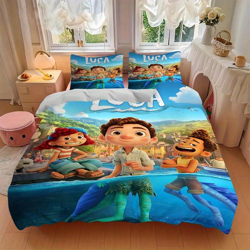 3 Piezas Luca Disney 1 Funda de Edredón + 2 Fundas de Almohada, Rellenos de Almohada No Incluidos, Lavable a Máquina, Uso en Todas las Estaciones, Habitaciones de Adolescentes y Adultos122