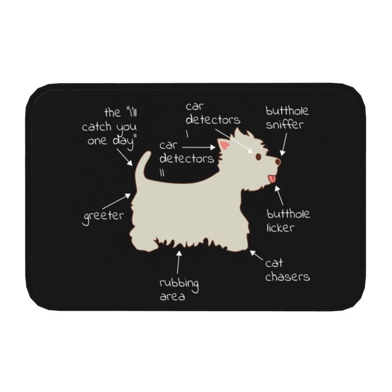 West Highland White Terrier Dog Front Floor Door Entrance Mat Westie Bath Kitchen Doormat Balcony Carpet Rug Toilet Footpad
