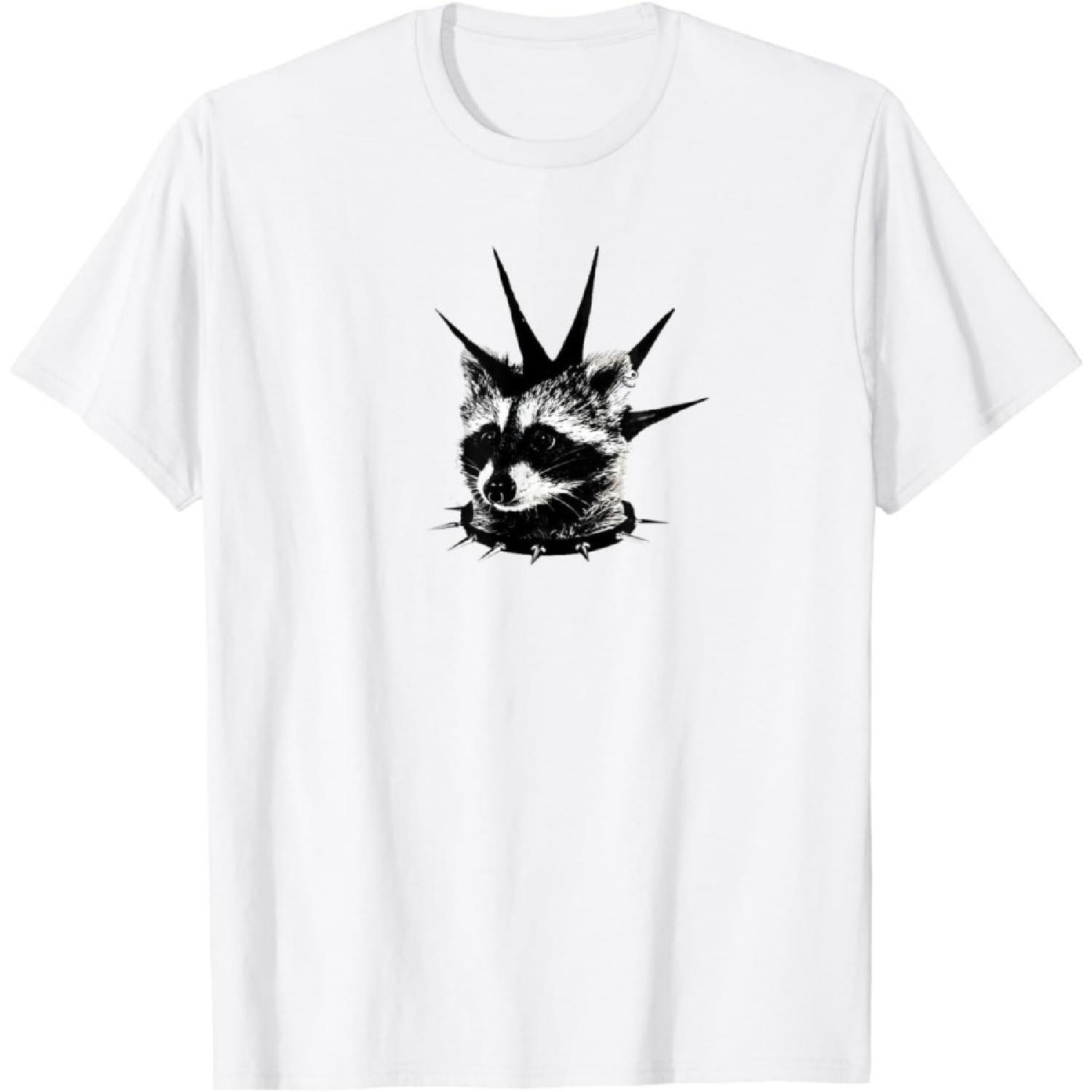 ALzvuLg Retro Raccoon Rock Music Gift Men Women Funny Raccoon T-Shirt S