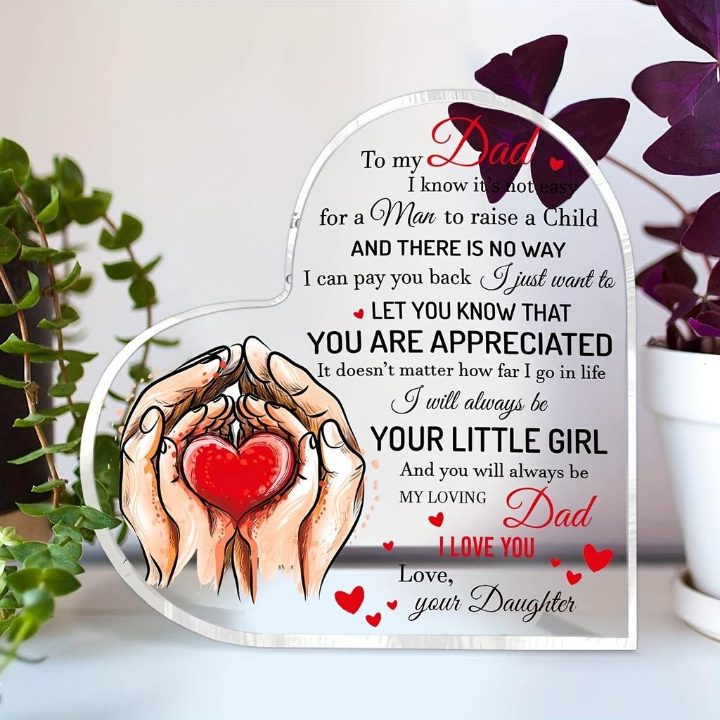 Father's Day Birthday Gift for Dad - Father Daughter Plaque, Heartwarming "I Love You Forever" Acrylic Sign Suitable for Day, Birthday Party Decoratio