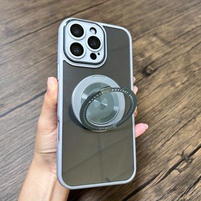 Luxury Magnetic Charging Fold Hidden Bracket Phone Case for Iphone 16 15 14 13 Pro Max All Inclusive Lens Protect Cover