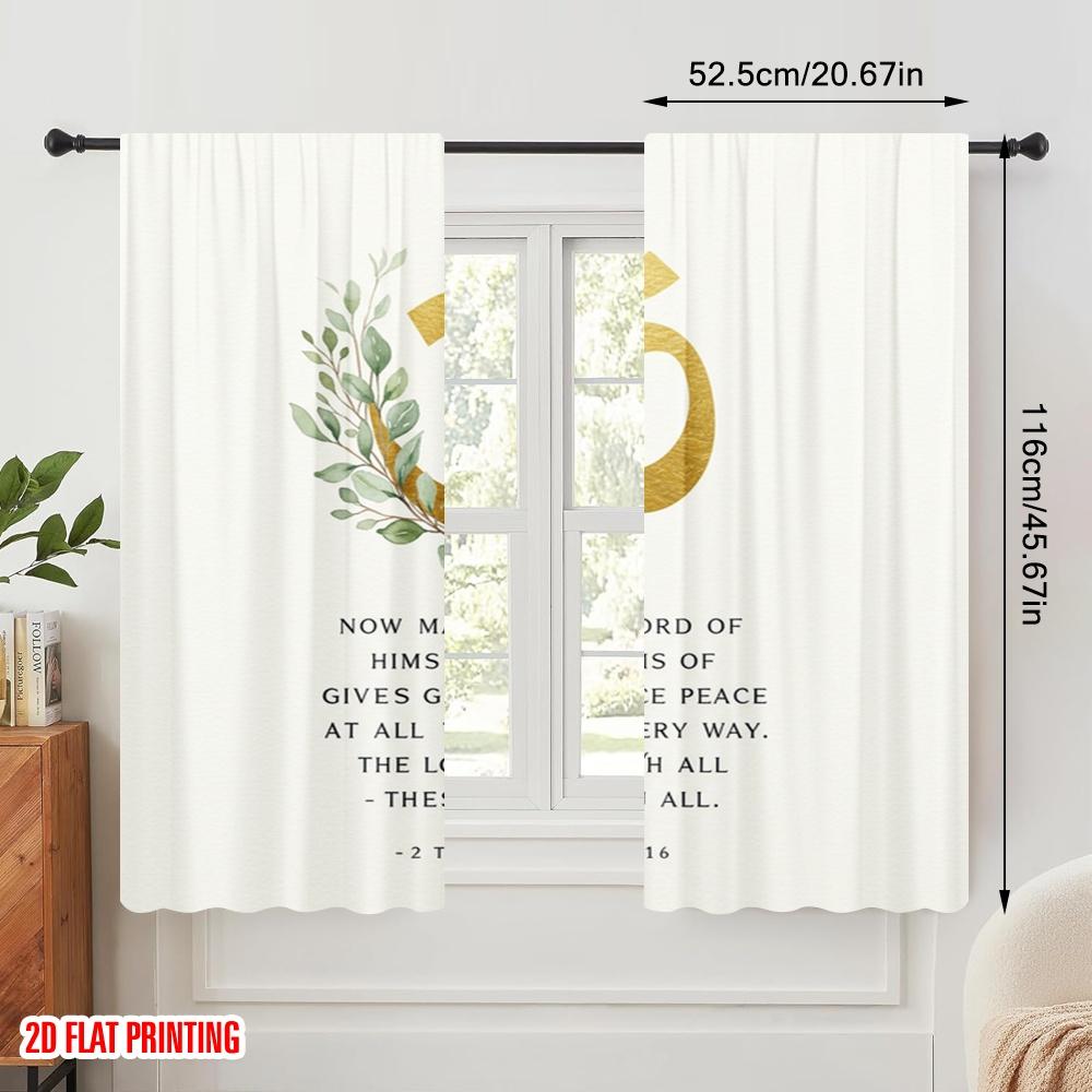 2pcs 2D flat printing Curtains Peaceful Lord Blessing Fabric Without Electricity Seasonal Party & Holiday Decor for Holiday