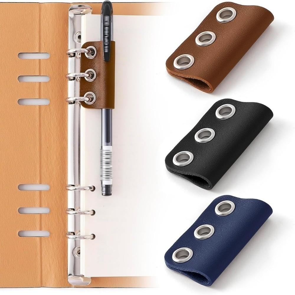 PU Leather Pen Clip Detachable Pencil Loop Portable Pen Fixed Clamp  for Home School