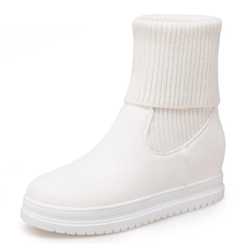 Elastic Socks Ankle Boots Women Winter Autumn Shoes White Comfortable Height Increasing Short Boots Girls Waterproof