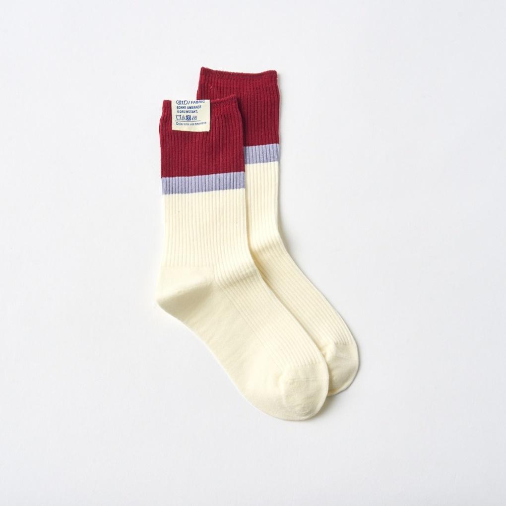 It's Socks Label Color Block Socks Ivory Red_FS0825021