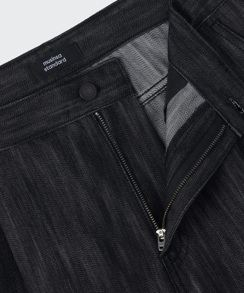 Musinsa Standard Vertical Slub Semi-Balloon Denim Pants [Black]