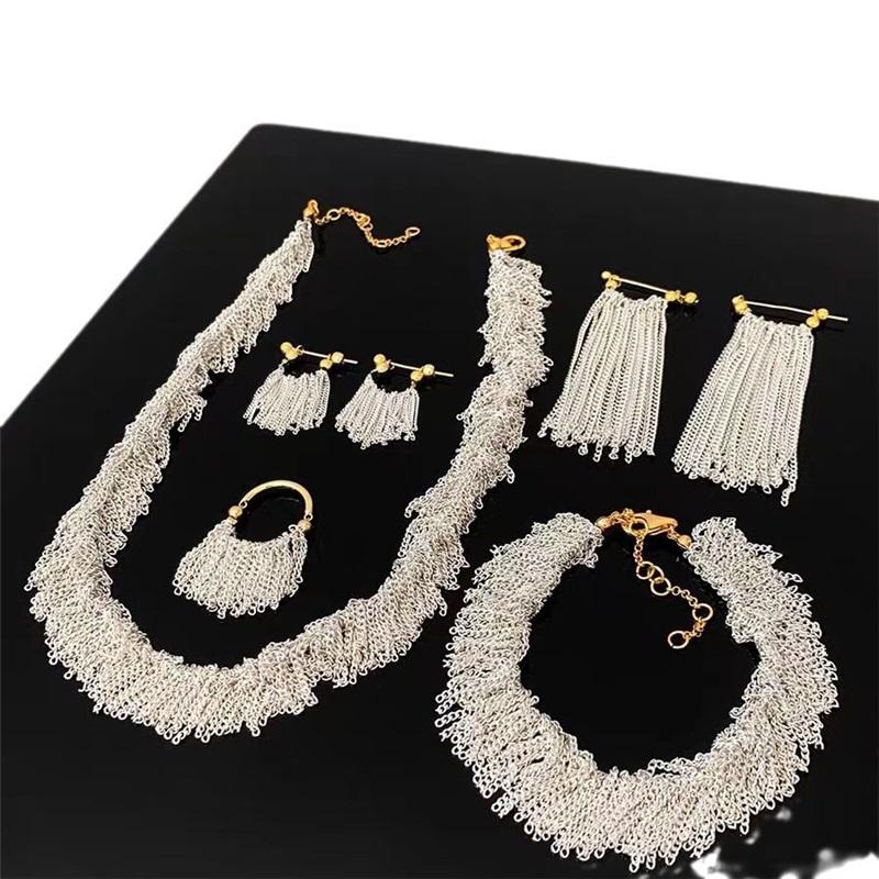 Waterfall Necklace Design Tassel Earrings Female Wave Light Temperament Earrings 14K Collarbone Chain