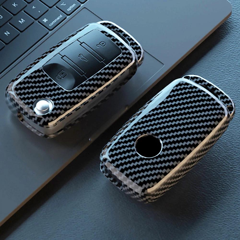 Car Carbon Fiber Pattern Remote Key Cover Case Fob For Vw Volkswagen Polo Golf Passat Tiguan Skoda Octavia Seat Leon Altea