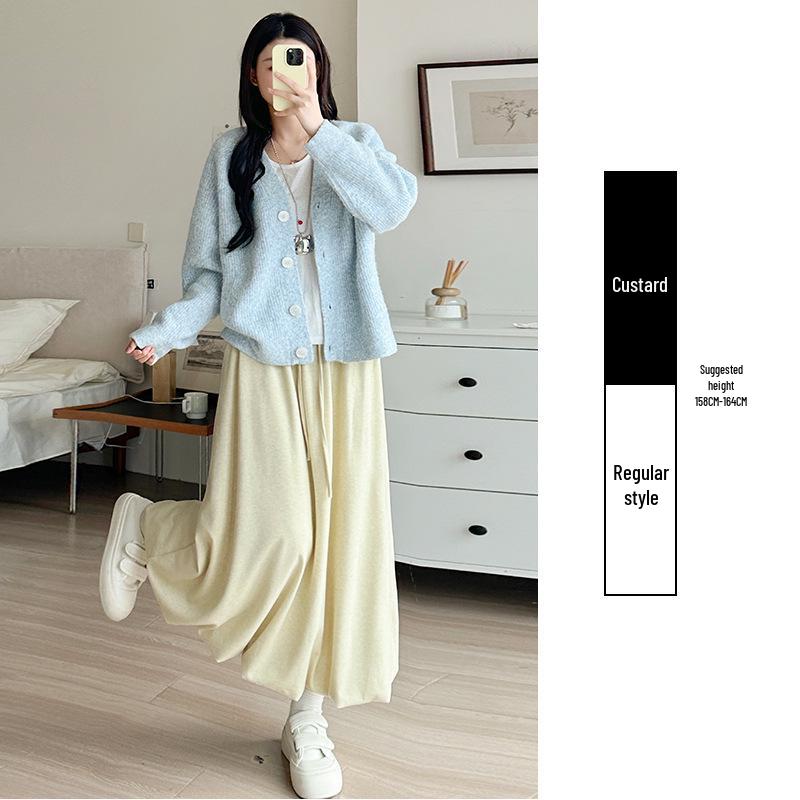 Khaki Sticky Rice Bud A-line Skirt: Women's High Waist Slimming Mid-length for Autumn 2025