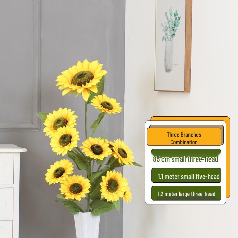 Large High Branch Sunflower Artificial Flower Bouquet for Living Room Decoration