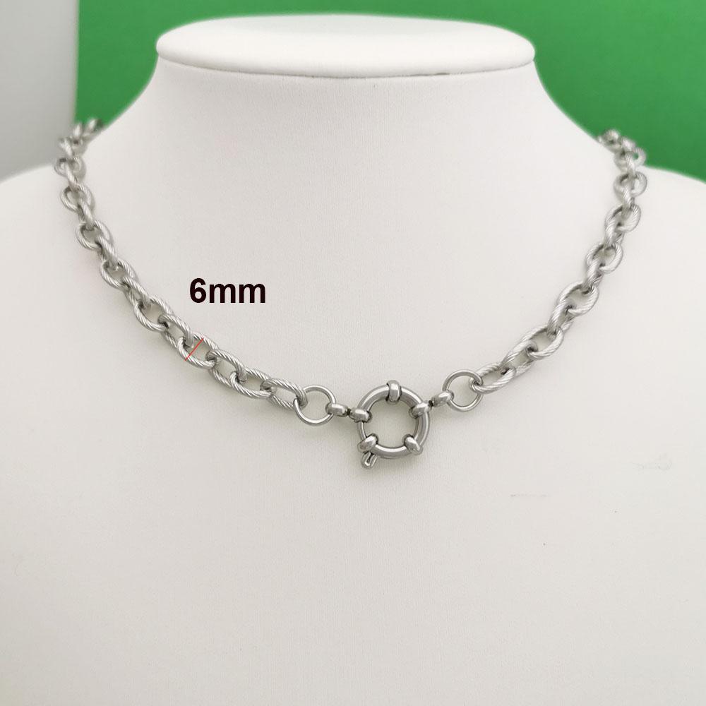 Segler Federverschluss Halskette Damen Herren Choker Edelstahl Geometrisches Glied Gedrehte Kette Rolo PVD Gold Silber