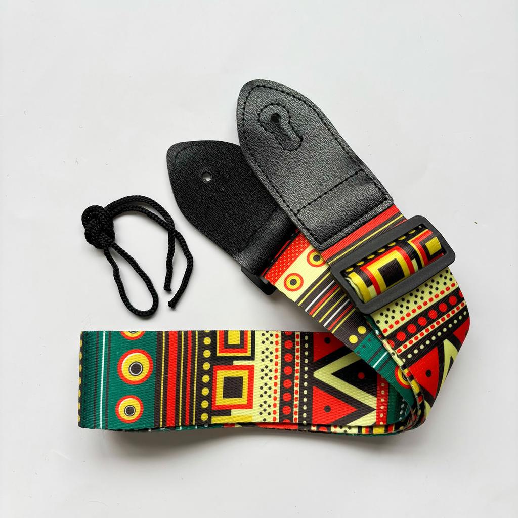 Colorful Print Guitar Strap Vintage Ethnic Style Adjustable Strap for Folk Electric Guitar Bass Ukulele Guitar Accessories