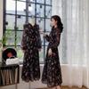 High-Quality Hong Kong Style Floral Ruffled Long Dress - Korean Chic Resort & Sweet Waist-Cinched Skirt