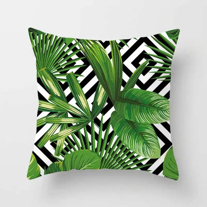 Tropical Plants Cactus Monstera Summer Decorative Throw Pillows Cushion Cover Palm Leaf Green Home Decor Pillowcase