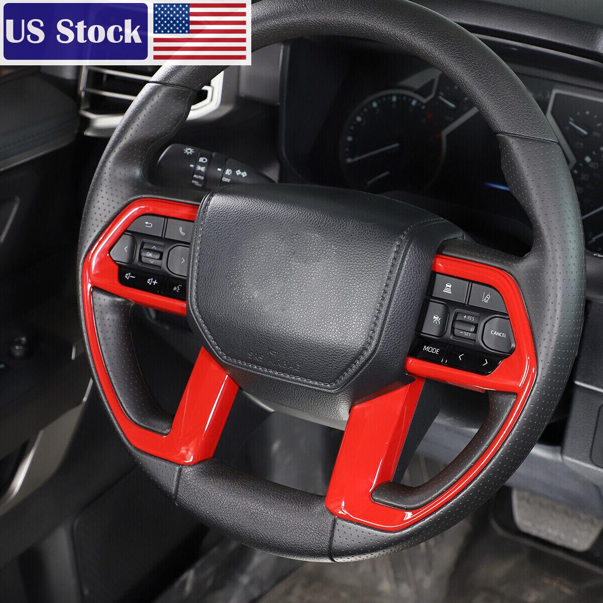 Red ABS Interior Steering Wheel Trim Cover Frame for Toyota Tundra -24 US