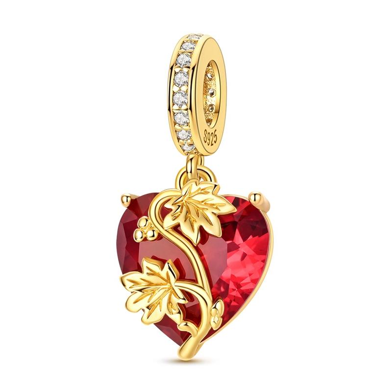 925 Silver Red Series Cat Ladybug Koi Fish Heart-Shaped Charms Beads For Women Fit Bracelet DIY Jewelry Gifts