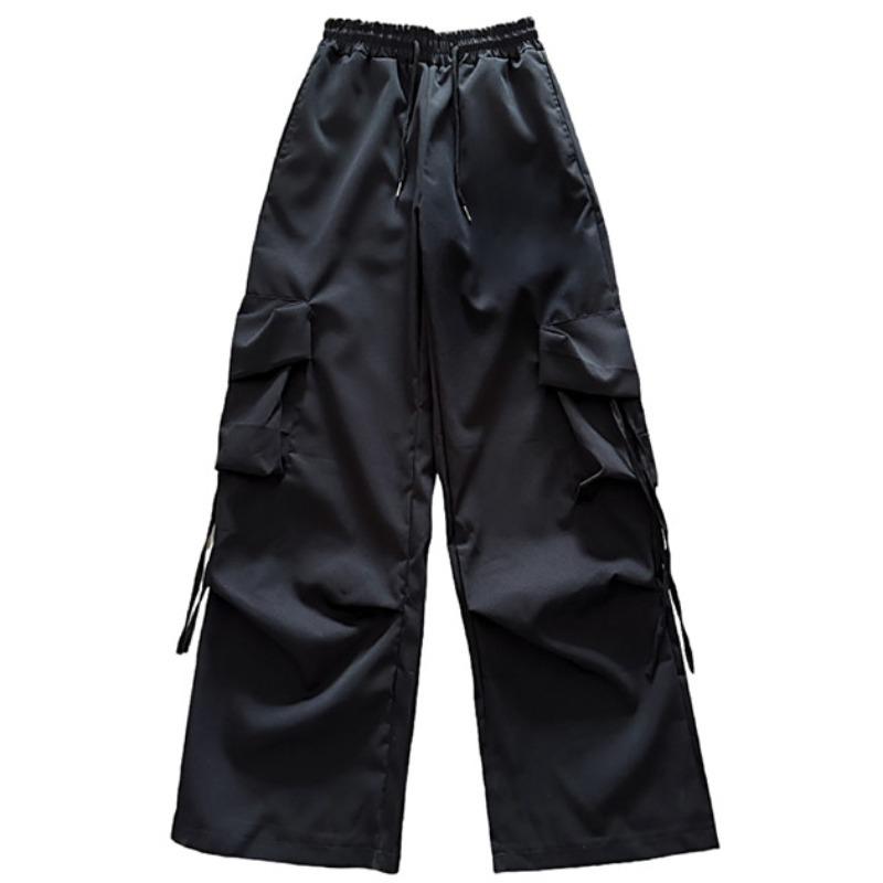 Women's Plus Size Retro Summer Cargo Pants - High Waist, Wide Leg, Loose Fit