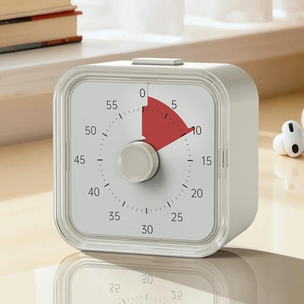 60 Minutes Visual Timer Ultra Silent Visualization Countdown Alarm Clock Self-discipline Round/Square Kitchen Timer Indoor