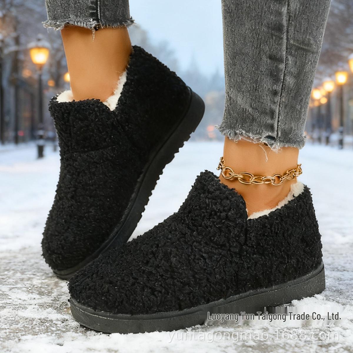 Women s Winter Warm Cotton Slip-On Snow Boots - Non-Slip, Lazy Style 35