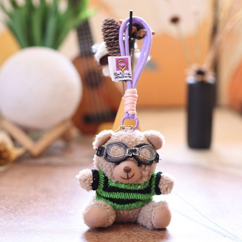 Bear Sweater Teddy Plush Doll Pilot Theme Durable Pp Cotton Toy For Bag Decor