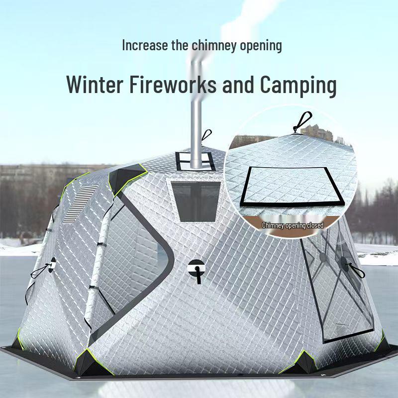 Thickened Cotton-Padded Winter Tent: Quilted, Windproof, and Warm for Extreme Cold Ice Fishing and Camping