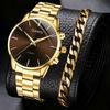 2/4PCS Business Men's Watch Set Trendy Fashion Simple Quartz Watch Jewelry Set Suitable for Daily Clothing Matching Perfect Gift