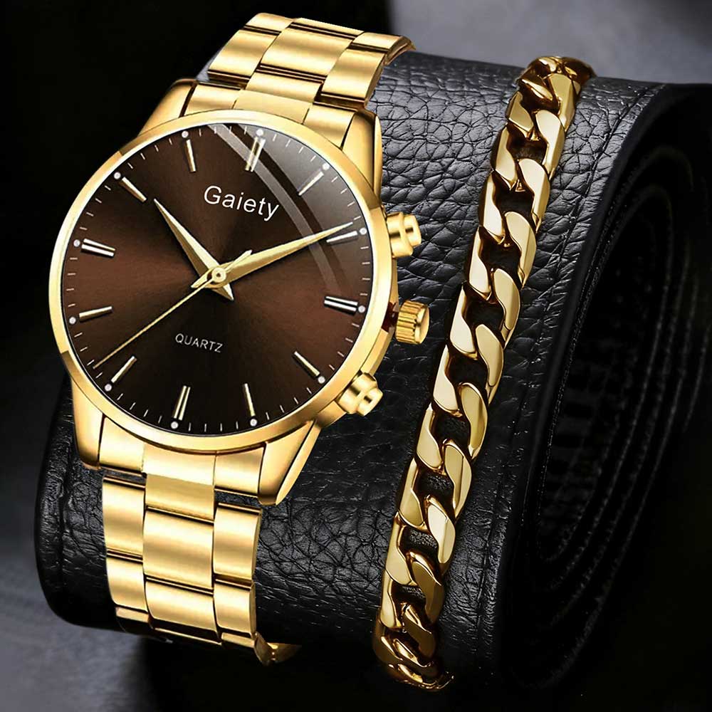 

2/4PCS Business Men s Watch Set Trendy Fashion Simple Quartz Watch Jewelry Set Suitable for Daily Clothing Matching Perfect Gift