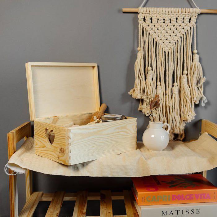 Creative Deco Caisse Bois Rangement 30x20x14cm - Boîte De Rangement Bois - Boite Rangement Cuisine - Caisse De Rangement Couvercle