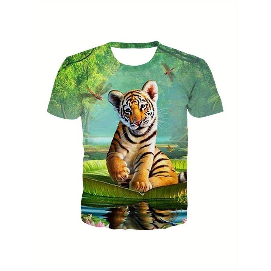 Summer 3D Printed T Shirts Round Neck Streetwear Casual Knit Stretch Fabric Soft T Shirt Men Plus Size European Male Tee Shirts