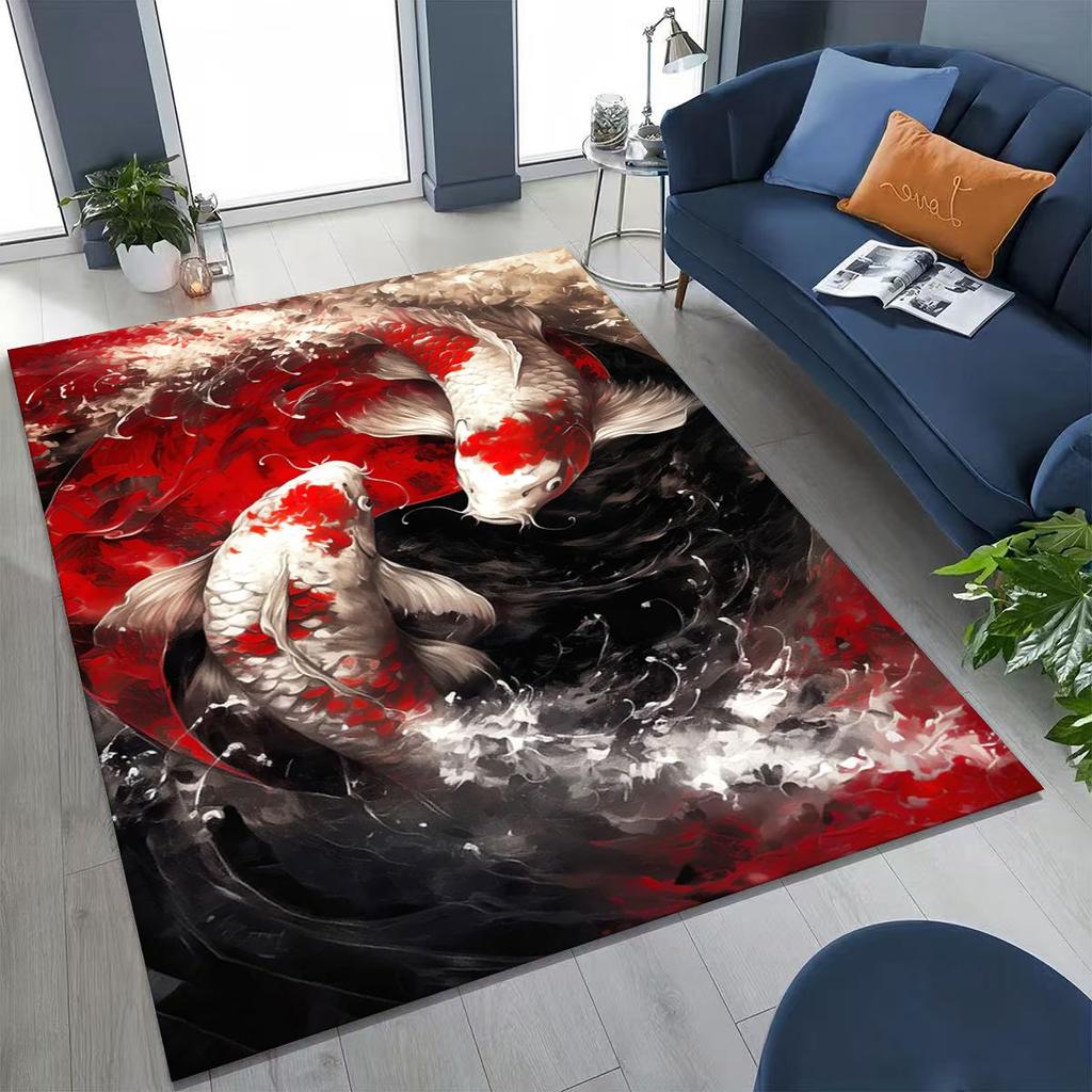 Nature Balance Yin Yang Tai Chi Black White Energy Rug for Bedroom Living Room Sofa Home Doormat Decor,Kids Non-slip Floor Mat
