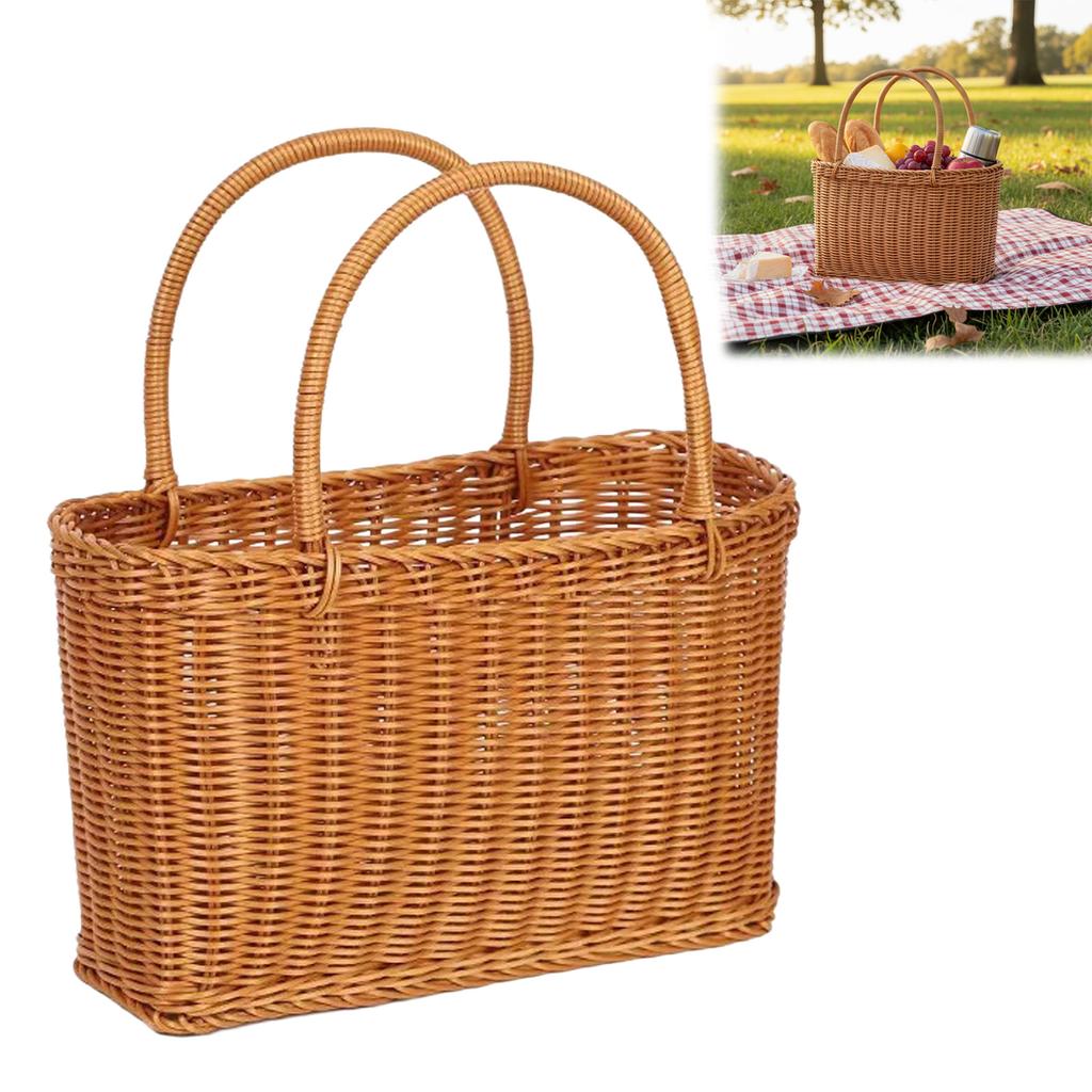 Wicker Storage Basket Handheld Shopping Basket Storage Basket For Outdoor Picnic And Home Use