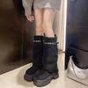 Winter Fashion Platform Women Knee-High Boots Punk Style Slip On Shoes Height Increase Pipe Long Knight Booties