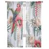 Botanische Lotusblume Palmblätter Papagei Chiffon Gardinen für Wohnzimmer Schlafzimmer Dekoration Fenster Tüll Vorhänge Vorhänge