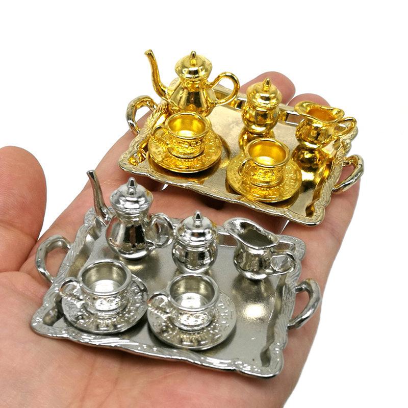 10 stk/sett dukkehus miniatyr metall te dukkehus møbler miniatyr leketøy