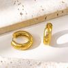 Retro Micro-Paved Diamond Star Titanium Hoop Earrings, Electroplated 18K Gold.