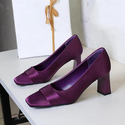 Elegante Abendpartyschuhe Damen Seidenkleidschuhe Modemarke Damen Hoher Absatz 7cm Rot Schwarz Lila Brautschuhe