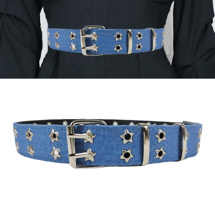 Adjustable Star Waist Belt with Star Silver Studs Detailing for Rock Music Lover Festivals and Nightclubs Waistband