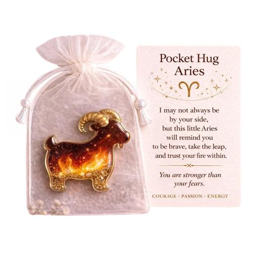 

Zodiac Pocket Hug Token Handmade Acrylic Pocket Charm with Message Card Inspirational Comfort Keepsake Meaningful Gift for Him Her A