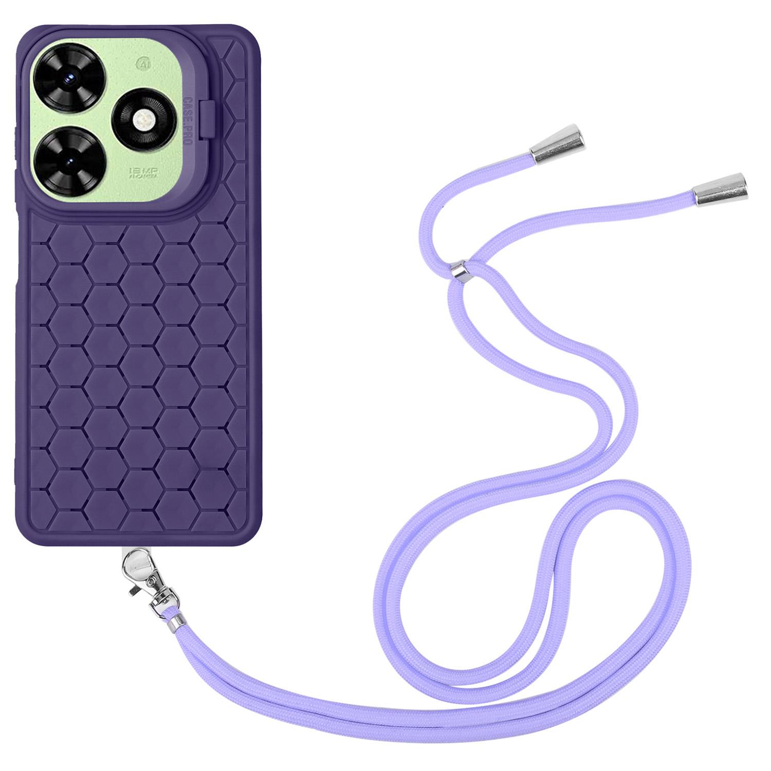 

For Infinix Smart 8 4G TPU Case Kickstand Heat Dissipation Phone Cover with Lanyard Purple