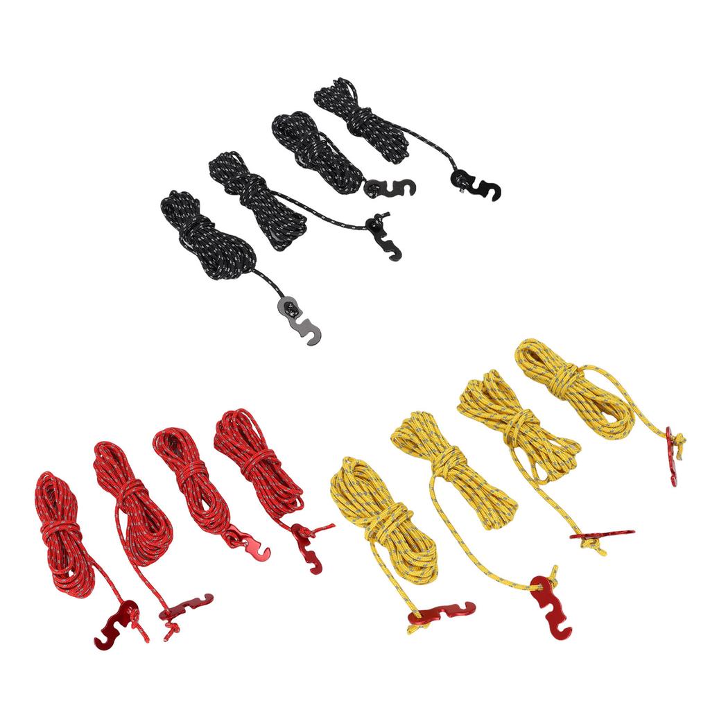 4Pcs Outdoor Camping Rope 9.8ft Nylon Wind Proof Reflective Strip Adjustable Length Tent Cord Tie Do