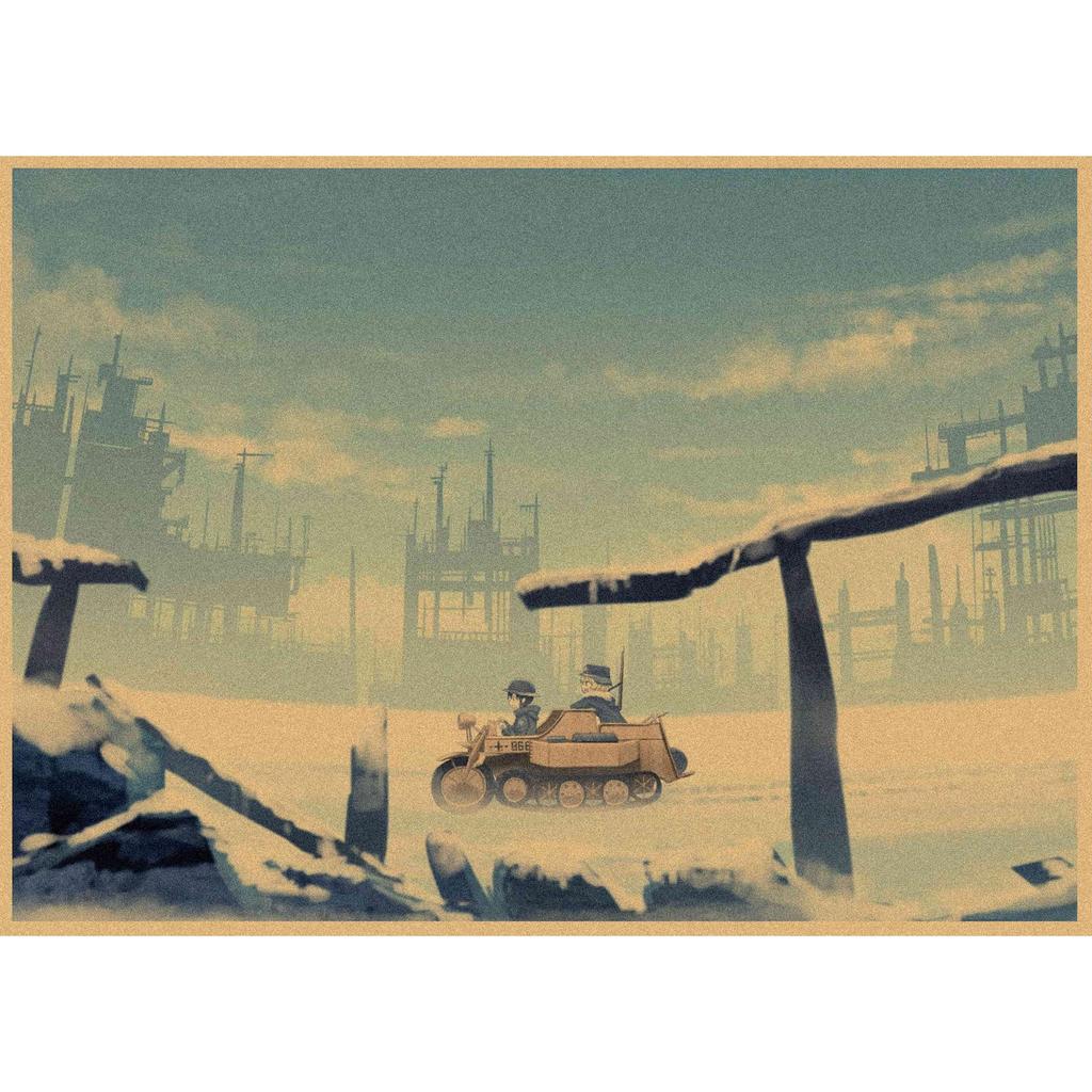Retro Japanese Anime Girl Journey Poster - Kraft Paper Decorative Wall Art