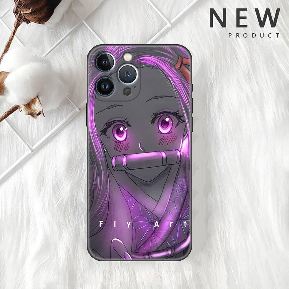 Pouzdro Pro Apple iPhone 14 11 13 12 Pro 7 XR X XS Max 8 Plus 6 6S SE 2022 13Pro Černé Měkké Telefonní Funda Anime Demon Slayer