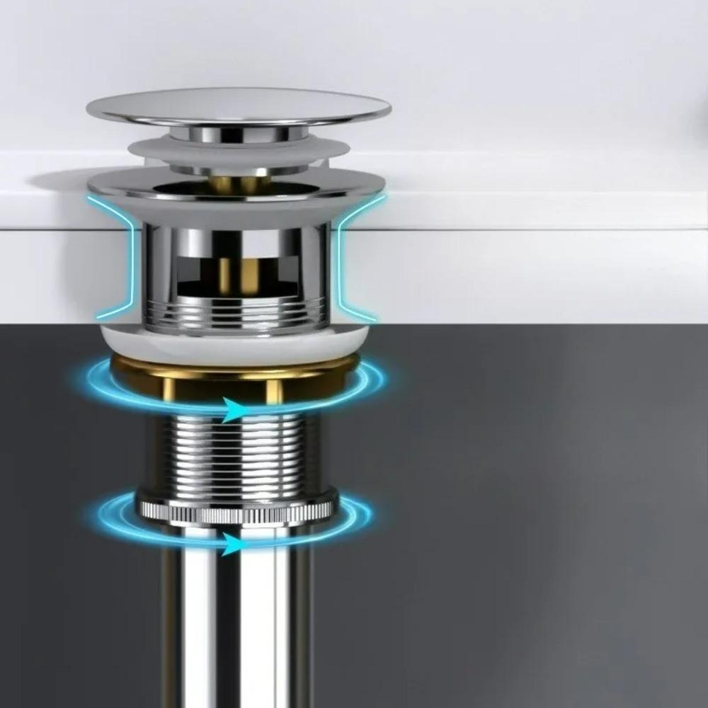 For Bath Accessories Bathroom Basin Pop Up Drain Stainless Steel Drain Plug Sink Drain with Overflow with Holes New Take Over