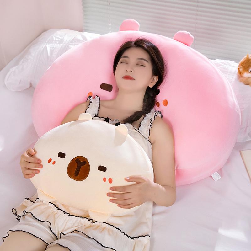 Jessica Chen Unisex Non-Toxic New Plush Pillow Stuffed Capybara Kawaii Cartoon Animal Plushie Soft Fluffy Water Animal Back Support Seat Cushion