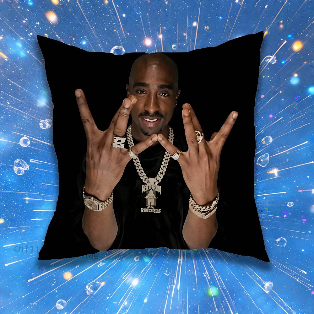 Rap Legend 2Pac Pillow Case Living Room Sofa Cushion Cover Suitable For Home Bedroom Room Decoration