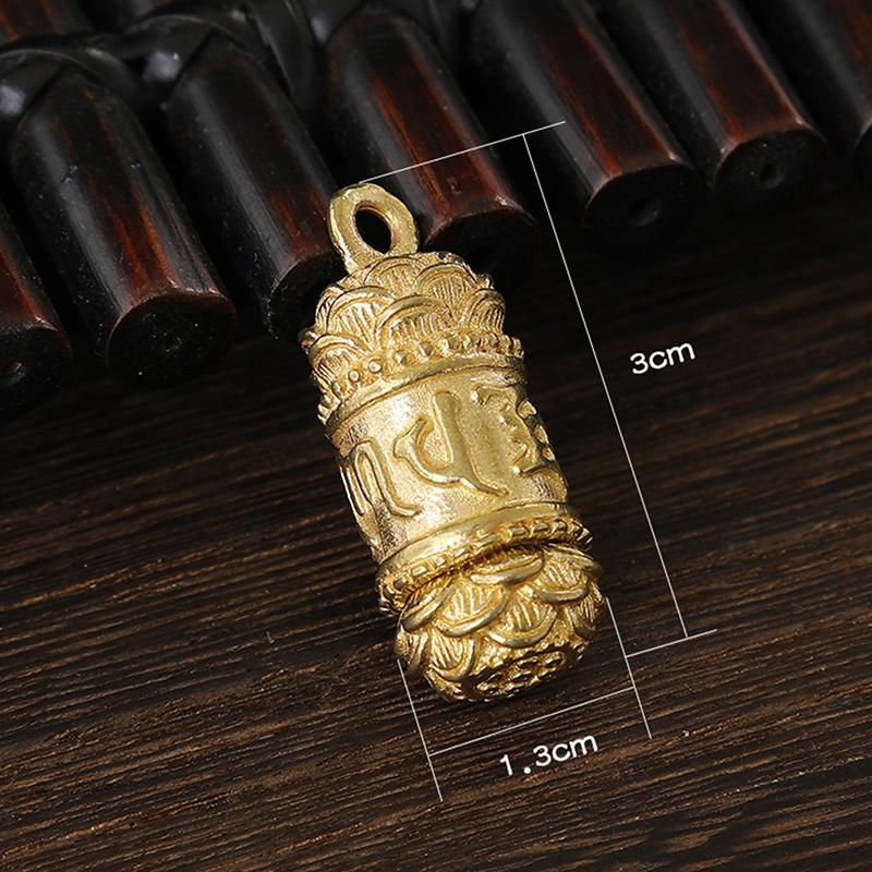 Keychains Brass Buddha Sutra Cylinder Pendant Keychain Hanging Necklace Jewelry Pill Box Medicine Case Container Bottle