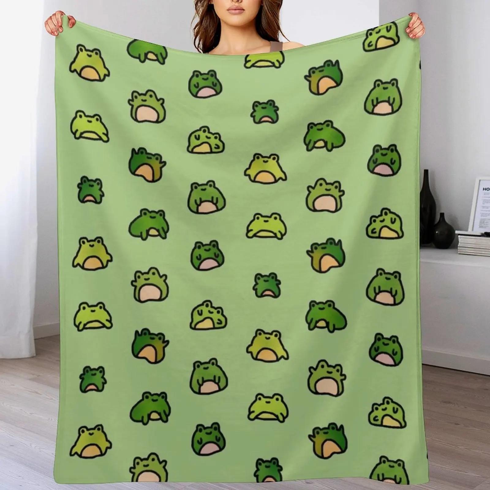 Frogs Doodle Throw Blanket Soft Plush Blanket as Housewarming Gift 102x76cm(40x30in)