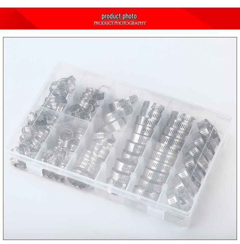 304 Stainless Steel Hose Clamp Set, 100 PCS