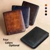Genuine Leather  Protection Wallets for Men Vintage Thin Short Multi Function ID Credit Card Holder Money Bag